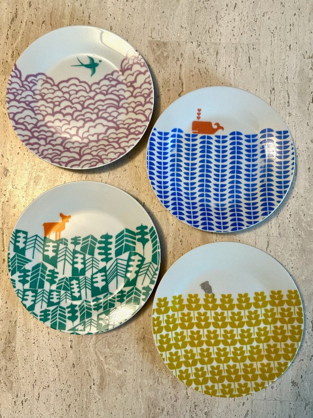 Magpie x Mengsel Porcelain Plates Set of 4 – Modern Nature Design